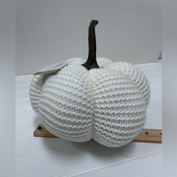 Knit Pumpkin - white with stem (NWT) - Picture 2 of 3